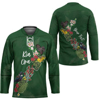 Kia Ora New Zealand Floral Personalized Hockey Jersey Sage Green - Polynesian Pride