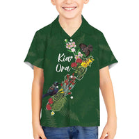Kia Ora New Zealand Floral Personalized Kid Hawaiian Shirt Sage Green - Polynesian Pride