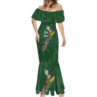 Kia Ora New Zealand Floral Personalized Mermaid Dress Sage Green - Polynesian Pride