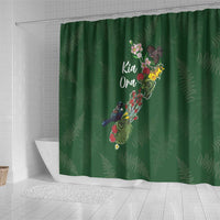 Kia Ora New Zealand Floral Shower Curtain Sage Green - Polynesian Pride