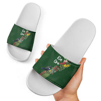 Kia Ora New Zealand Floral Slide Sandals Sage Green - Polynesian Pride