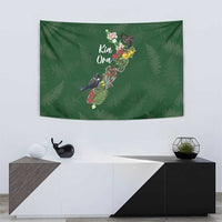 Kia Ora New Zealand Floral Tapestry Sage Green - Polynesian Pride