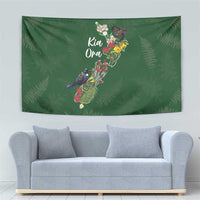 Kia Ora New Zealand Floral Tapestry Sage Green - Polynesian Pride