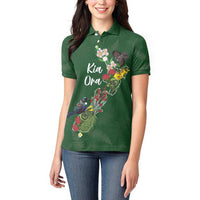 Kia Ora New Zealand Floral Personalized Women Polo Shirt Sage Green - Polynesian Pride