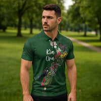 Kia Ora New Zealand Floral Personalized Zipper Polo Shirt Sage Green LT7 - Polynesian Pride