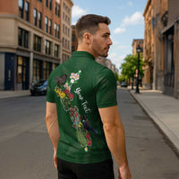 Kia Ora New Zealand Floral Personalized Zipper Polo Shirt Sage Green LT7 - Polynesian Pride