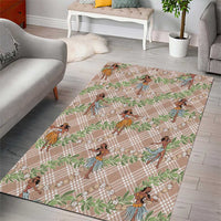 Beige Palaka Hula Girls Seamless Hawaii Aloha Area Rug - Polynesian Pride