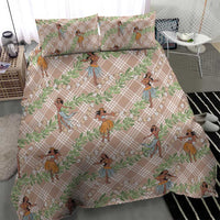 Beige Palaka Hula Girls Seamless Hawaii Aloha Bedding Set - Polynesian Pride