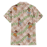 Beige Palaka Hula Girls Seamless Hawaii Aloha Family Matching Long Sleeve Bodycon Dress and Hawaiian Shirt LT7 - Polynesian Pride