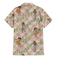 Beige Palaka Hula Girls Seamless Hawaii Aloha Family Matching Mermaid Dress and Hawaiian Shirt - Polynesian Pride