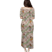 Beige Palaka Hula Girls Seamless Hawaii Aloha Family Matching Puletasi and Hawaiian Shirt - Polynesian Pride