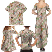 Beige Palaka Hula Girls Seamless Hawaii Aloha Family Matching Summer Maxi Dress and Hawaiian Shirt LT7 - Polynesian Pride