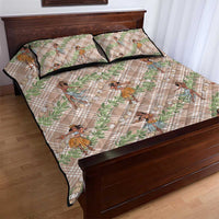 Beige Palaka Hula Girls Seamless Hawaii Aloha Quilt Bed Set - Polynesian Pride