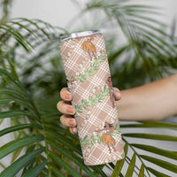 Beige Palaka Hula Girls Seamless Hawaii Aloha Skinny Tumbler LT7 - Polynesian Pride