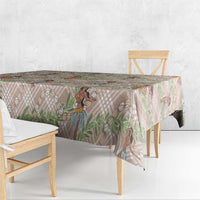 Beige Palaka Hula Girls Seamless Hawaii Aloha Tablecloth - Polynesian Pride