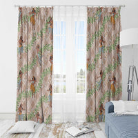 Beige Palaka Hula Girls Seamless Hawaii Aloha Window Curtain - Polynesian Pride