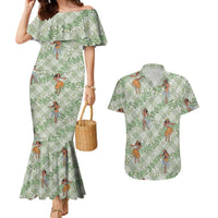 Mint Palaka Hula Girls Seamless Hawaii Aloha Couples Matching Mermaid Dress and Hawaiian Shirt LT7 Mint - Polynesian Pride