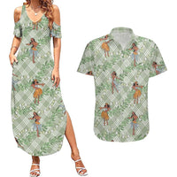 Mint Palaka Hula Girls Seamless Hawaii Aloha Couples Matching Summer Maxi Dress and Hawaiian Shirt LT7 Mint - Polynesian Pride