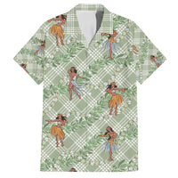 Mint Palaka Hula Girls Seamless Hawaii Aloha Family Matching Long Sleeve Bodycon Dress and Hawaiian Shirt LT7 Dad's Shirt - Short Sleeve Mint - Polynesian Pride