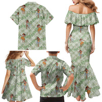 Mint Palaka Hula Girls Seamless Hawaii Aloha Family Matching Mermaid Dress and Hawaiian Shirt - Polynesian Pride