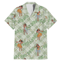 Mint Palaka Hula Girls Seamless Hawaii Aloha Family Matching Mermaid Dress and Hawaiian Shirt LT7 Dad's Shirt - Short Sleeve Mint - Polynesian Pride
