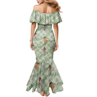 Mint Palaka Hula Girls Seamless Hawaii Aloha Family Matching Mermaid Dress and Hawaiian Shirt LT7 - Polynesian Pride
