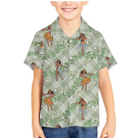 Mint Palaka Hula Girls Seamless Hawaii Aloha Family Matching Mermaid Dress and Hawaiian Shirt LT7 Son's Shirt Mint - Polynesian Pride