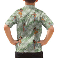 Mint Palaka Hula Girls Seamless Hawaii Aloha Family Matching Off Shoulder Maxi Dress and Hawaiian Shirt LT7 - Polynesian Pride