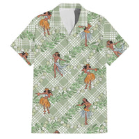 Mint Palaka Hula Girls Seamless Hawaii Aloha Family Matching Off Shoulder Maxi Dress and Hawaiian Shirt LT7 Dad's Shirt - Short Sleeve Mint - Polynesian Pride