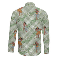 Mint Palaka Hula Girls Seamless Hawaii Aloha Family Matching Off Shoulder Short Dress and Hawaiian Shirt LT7 - Polynesian Pride