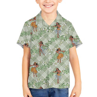 Mint Palaka Hula Girls Seamless Hawaii Aloha Family Matching Short Sleeve Bodycon Dress and Hawaiian Shirt LT7 Son's Shirt Mint - Polynesian Pride