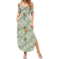 Mint Palaka Hula Girls Seamless Hawaii Aloha Family Matching Summer Maxi Dress and Hawaiian Shirt - Polynesian Pride