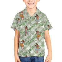 Mint Palaka Hula Girls Seamless Hawaii Aloha Family Matching Summer Maxi Dress and Hawaiian Shirt LT7 Son's Shirt Mint - Polynesian Pride