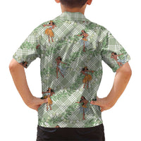 Mint Palaka Hula Girls Seamless Hawaii Aloha Kid Hawaiian Shirt - Polynesian Pride
