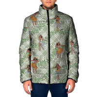 Mint Palaka Hula Girls Seamless Hawaii Aloha Padded Jacket LT7 Men Mint - Polynesian Pride