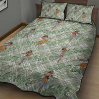 Mint Palaka Hula Girls Seamless Hawaii Aloha Quilt Bed Set - Polynesian Pride