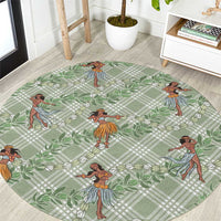 Mint Palaka Hula Girls Seamless Hawaii Aloha Round Carpet LT7 Mint - Polynesian Pride
