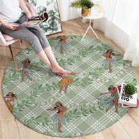 Mint Palaka Hula Girls Seamless Hawaii Aloha Round Carpet LT7 - Polynesian Pride