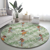 Mint Palaka Hula Girls Seamless Hawaii Aloha Round Carpet LT7 - Polynesian Pride