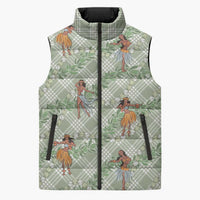 Mint Palaka Hula Girls Seamless Hawaii Aloha Sleeveless Puffer Jacket - Polynesian Pride