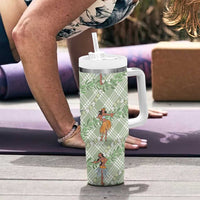 Mint Palaka Hula Girls Seamless Hawaii Aloha Tumbler With Handle - Polynesian Pride