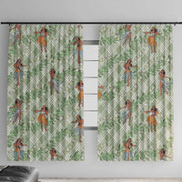 Mint Palaka Hula Girls Seamless Hawaii Aloha Window Curtain - Polynesian Pride