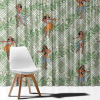 Mint Palaka Hula Girls Seamless Hawaii Aloha Window Curtain - Polynesian Pride