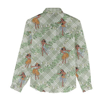 Mint Palaka Hula Girls Seamless Hawaii Aloha Women Casual Shirt - Polynesian Pride