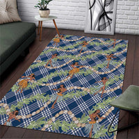 Navy Blue Palaka Hula Girls Seamless Hawaii Aloha Area Rug - Polynesian Pride