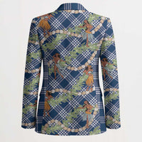 Navy Blue Palaka Hula Girls Seamless Hawaii Aloha Blazer LT7 - Polynesian Pride