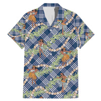 Navy Blue Palaka Hula Girls Seamless Hawaii Aloha Family Matching Mermaid Dress and Hawaiian Shirt LT7 Dad's Shirt - Short Sleeve Navy Blue - Polynesian Pride