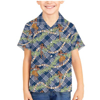 Navy Blue Palaka Hula Girls Seamless Hawaii Aloha Family Matching Mermaid Dress and Hawaiian Shirt LT7 Son's Shirt Navy Blue - Polynesian Pride