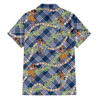 Navy Blue Palaka Hula Girls Seamless Hawaii Aloha Family Matching Summer Maxi Dress and Hawaiian Shirt LT7 - Polynesian Pride