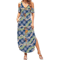 Navy Blue Palaka Hula Girls Seamless Hawaii Aloha Family Matching Summer Maxi Dress and Hawaiian Shirt LT7 Mom's Dress Navy Blue - Polynesian Pride